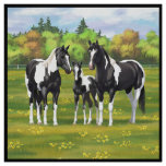 Black Pinto Paint Quarter Horses In Summer Pasture Fabric