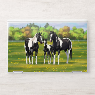 Black Pinto Paint Quarter Horses In Summer Pasture HP Laptop Skin