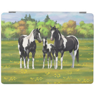 Black Pinto Paint Quarter Horses In Summer Pasture iPad Smart Cover