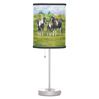 Black Pinto Paint Quarter Horses In Summer Pasture Table Lamp