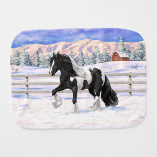 Black Pinto Piebald Gypsy Vanner Draft Horse Baby Burp Cloth