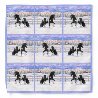 Black Pinto Piebald Gypsy Vanner Draft Horse Bandana