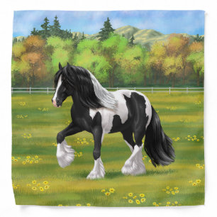 Black Pinto Piebald Gypsy Vanner Draft Horse Bandana