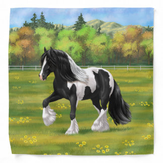 Black Pinto Piebald Gypsy Vanner Draft Horse Bandana