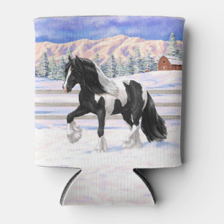 Black Pinto Piebald Gypsy Vanner Draft Horse Can Cooler