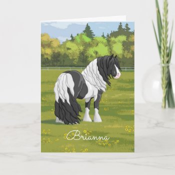 Black Pinto Piebald Gypsy Vanner Draft Horse Card by Fun_Forest at Zazzle