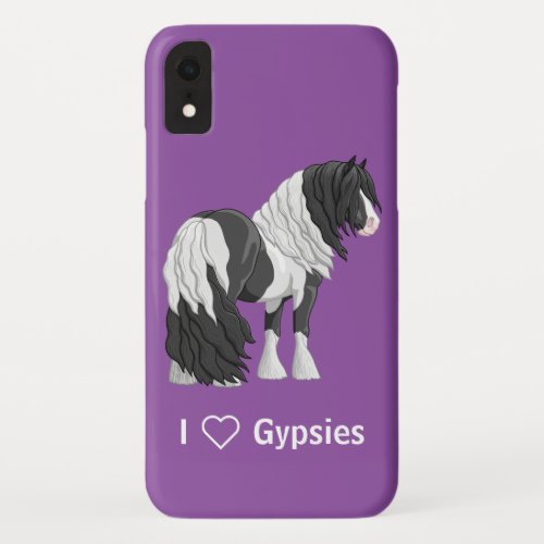 Black Pinto Piebald Gypsy Vanner Draft Horse iPhone XR Case