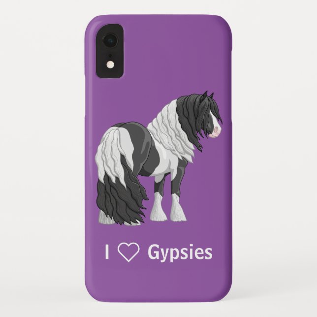 Black Pinto Piebald Gypsy Vanner Draft Horse Case-Mate iPhone Case (Back)