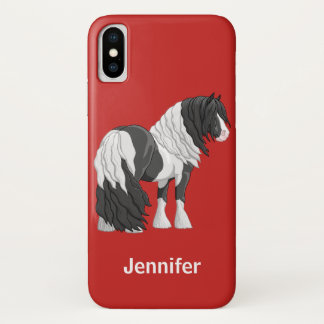 Black Pinto Piebald Gypsy Vanner Draft Horse iPhone X Case