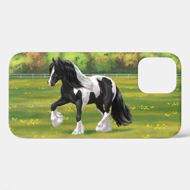 Black Pinto Piebald Gypsy Vanner Draft Horse Case-Mate iPhone Case (Back (Horizontal))