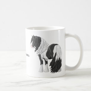 Black Pinto Piebald Gypsy Vanner Draft Horse Coffee Mug