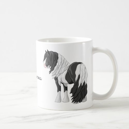 Black Pinto Piebald Gypsy Vanner Draft Horse Coffee Mug