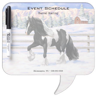 Black Pinto Piebald Gypsy Vanner Draft Horse Dry Erase Board
