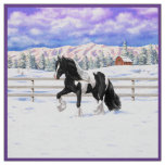 Black Pinto Piebald Gypsy Vanner Draft Horse Fabric