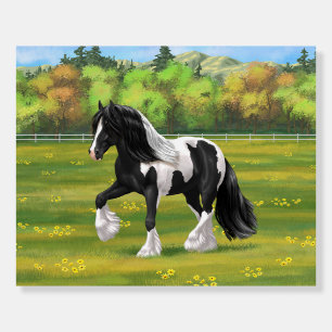 Black Pinto Piebald Gypsy Vanner Draft Horse Foam Board