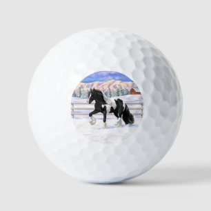 Black Pinto Piebald Gypsy Vanner Draft Horse Golf  Balls