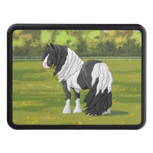 Black Pinto Piebald Gypsy Vanner Draft Horse Hitch Cover