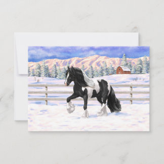 Black Pinto Piebald Gypsy Vanner Draft Horse Invitation