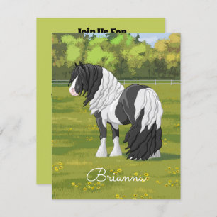 Black Pinto Piebald Gypsy Vanner Draft Horse Invitation