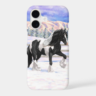 Black Pinto Piebald Gypsy Vanner Draft Horse iPhone 17 Case