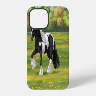 Black Pinto Piebald Gypsy Vanner Draft Horse iPhone 12 Case