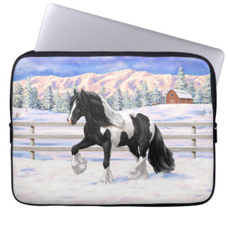 Black Pinto Piebald Gypsy Vanner Draft Horse Laptop Sleeve