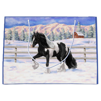 Black Pinto Piebald Gypsy Vanner Draft Horse Large Gift Bag
