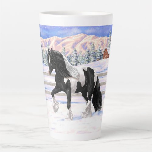 Black Pinto Piebald Gypsy Vanner Draft Horse Latte Mug