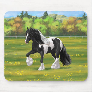 Black Pinto Piebald Gypsy Vanner Draft Horse Mouse Pad