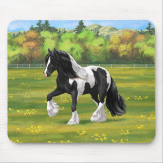 Black Pinto Piebald Gypsy Vanner Draft Horse Mouse Pad
