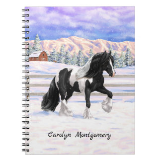 Black Pinto Piebald Gypsy Vanner Draft Horse Notebook