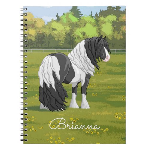 Black Pinto Piebald Gypsy Vanner Draft Horse Notebook