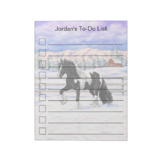 Black Pinto Piebald Gypsy Vanner Draft Horse Notepad
