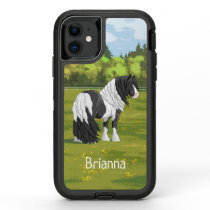 Black Pinto Piebald Gypsy Vanner Draft Horse OtterBox Defender iPhone 11 Case