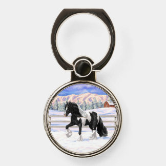 Black Pinto Piebald Gypsy Vanner Draft Horse Phone Ring Stand
