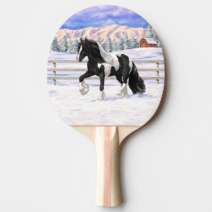 Black Pinto Piebald Gypsy Vanner Draft Horse Ping Pong Paddle