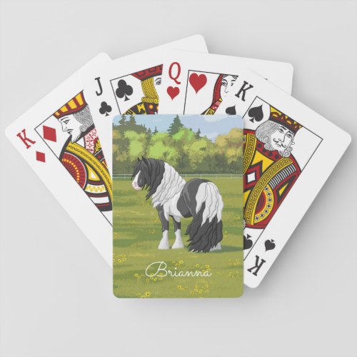 Black Pinto Piebald Gypsy Vanner Draft Horse Playing Cards