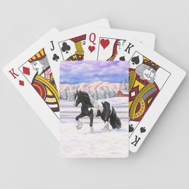 Black Pinto Piebald Gypsy Vanner Draft Horse Playing Cards