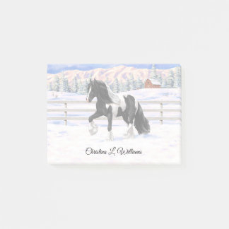 Black Pinto Piebald Gypsy Vanner Draft Horse Post-it Notes