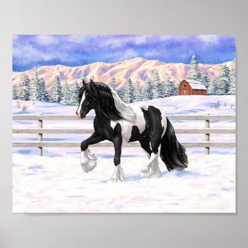 Black Pinto Piebald Gypsy Vanner Draft Horse Poster