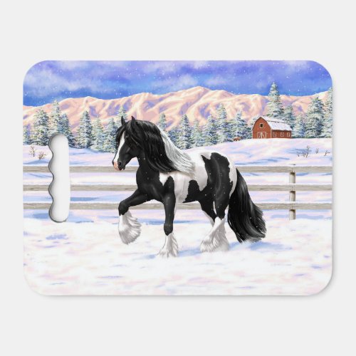 Black Pinto Piebald Gypsy Vanner Draft Horse Seat Cushion