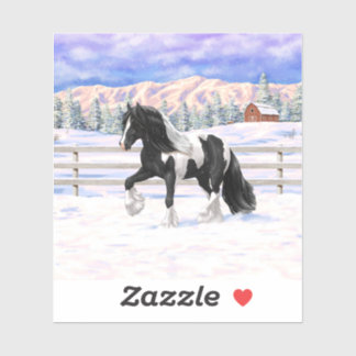 Black Pinto Piebald Gypsy Vanner Draft Horse Sticker