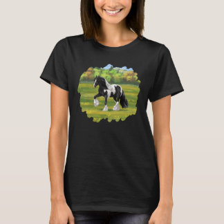 Black Pinto Piebald Gypsy Vanner Draft Horse T-Shirt