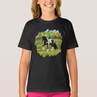Black Pinto Piebald Gypsy Vanner Draft Horse T-Shirt