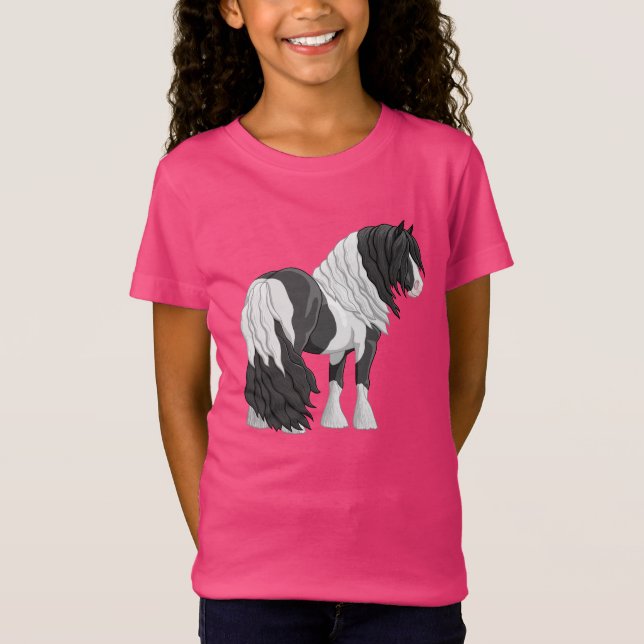 Black Pinto Piebald Gypsy Vanner Draft Horse T-Shirt (Front)