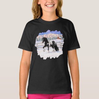 Black Pinto Piebald Gypsy Vanner Draft Horse T-Shirt