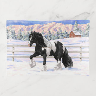 Black Pinto Piebald Gypsy Vanner Draft Horse Trinket Tray