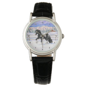 Black Pinto Piebald Gypsy Vanner Draft Horse Watch
