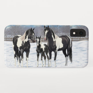 Black Pinto Quarter Horse Paint Horses In Snow iPhone XR Case