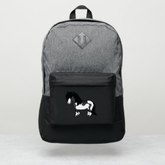 Black Pinto Shetland Pony Cartoon Illustration Port Authority® Backpack
